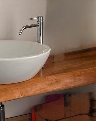 Mensola bagno in legno massello con lavabo