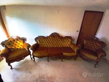 DIVANO 3 POSTI + 2 POLTRONE STILE BAROCCO