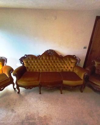 DIVANO 3 POSTI + 2 POLTRONE STILE BAROCCO