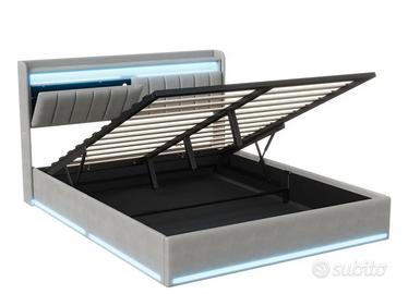 Letto contenitore 160x200 con prese usb e luci led