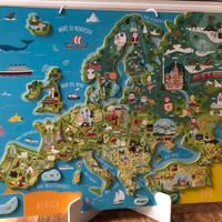 Mappa magnetica Europa in legno Eurekakids