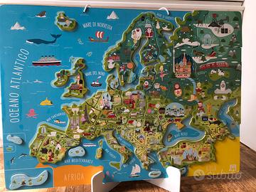 Mappa magnetica Europa in legno Eurekakids