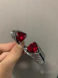 Bracciale rigido in rubino e platino