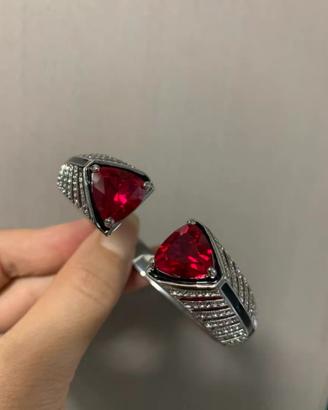 Bracciale rigido in rubino e platino