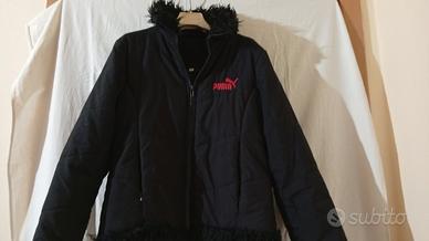 Giacca Puma nera con zip e pelliccia – taglia L 