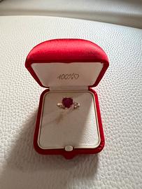 Anello Dodò "100% Amore" con Pietra Rossa a Cuore