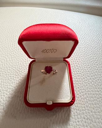 Anello Dodò "100% Amore" con Pietra Rossa a Cuore