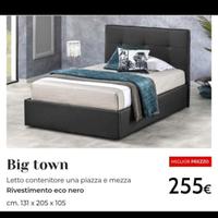 letto contenitore una piazza e mezza+materasso