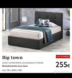 letto contenitore una piazza e mezza+materasso