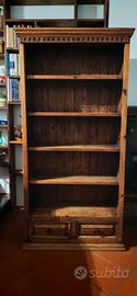 Libreria rustica in legno con 2 cassetti
