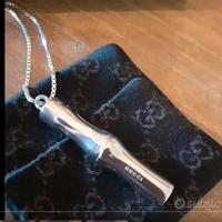 Pendente collana Gucci bamboo argento