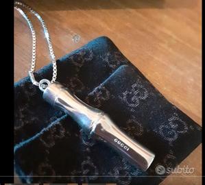 Pendente collana Gucci bamboo argento