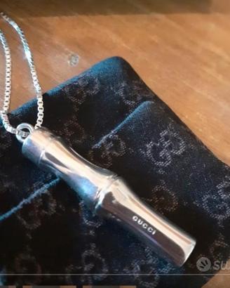 Pendente collana Gucci bamboo argento