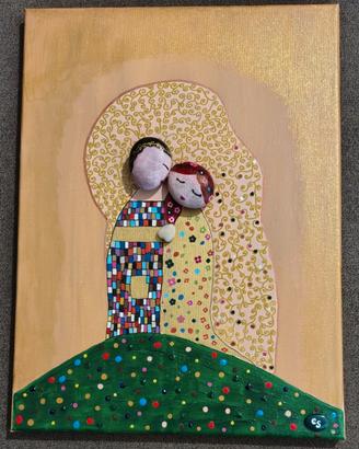 Quadro con i sassi: "Il bacio di Klimt"