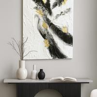 Quadro astratto moderno con texture e foglia oro