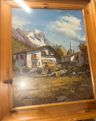 Quadro olio paesaggio alpino baita firmato Mariani