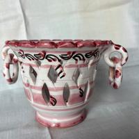 Vasetto/ secchiello in ceramica dipinto a mani
