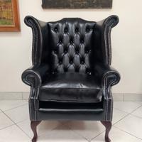 Poltrona chesterfield Queen Anne originale nera 