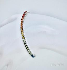 bracciale tennis oro con zaffiri rainbow 