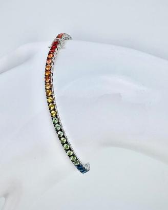 bracciale tennis oro con zaffiri rainbow 
