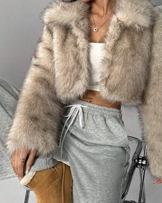 Giacca corta pelliccia sintetica