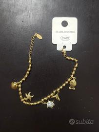 Bracciale in Acciaio Inox Oro stile bamboo accaio