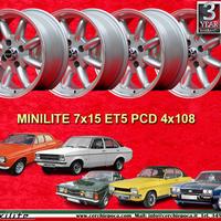 4 pz. cerchi Ford Minilite 7x15 ET5 Escort Mk1-2 C