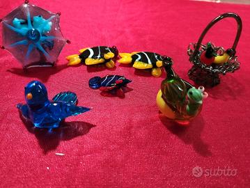 serie  7 animaletti in vetro di Murano 