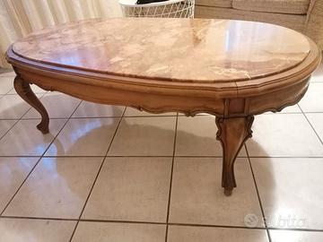 TAVOLINO ANTICO CON PIANO IN MARMO