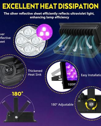 Faro LED UV VAYALT 150W Luce Nera IP66