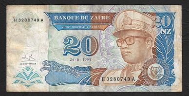 Zaire - banconota circolata da 20 Nuovi Zaires