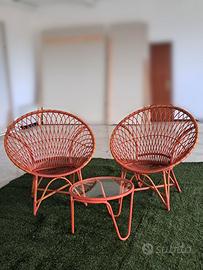 SET DUE POLTRONE TANJAYA DA GIARDINO CON TAVOLINO
