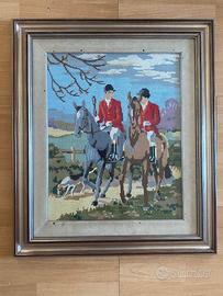Quadro in ricamo a punto croce. Caccia alla volpe
