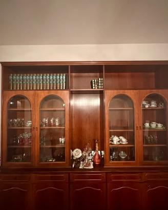 CREDENZA NOCE 250CM VETRINA PARI AL NUOVO