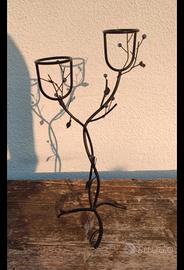 Portacandele in ferro battuto decorativo