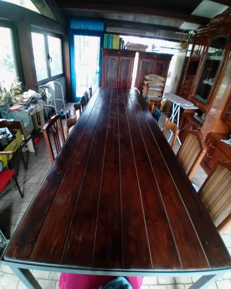 Tavolo artigianale grande e robusto di ferro/legno