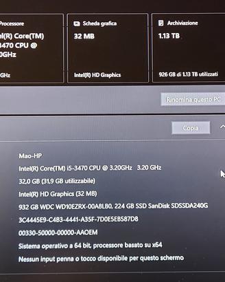 PC+Monitor Gaming HP 8300MT 32GB RAM GTX 1650
