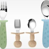 Set posate svezzamento in acciaio e manico in 