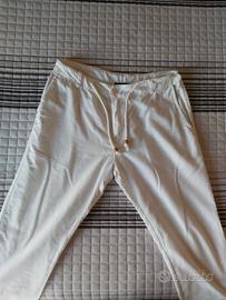 Pantaloni 100% lino bianco