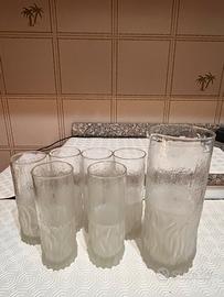 Set di bicchieri in vetro satinato piu caraffa