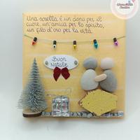 Quadretto natalizio handmade con sassi Sorella