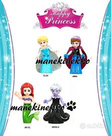 4 minifigure principesse Ariel Disney tipo Lego