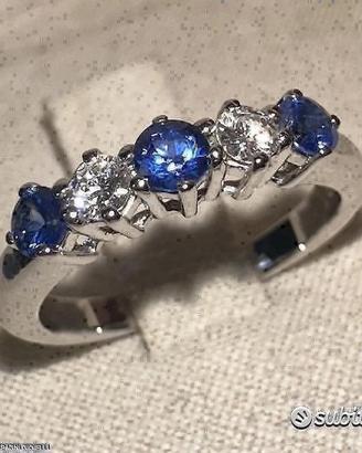 ANELLO FEDINA ORO 18kt. DIAMANTI E ZAFFIRI BLU