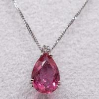 COLLANA ORO 18kt. DIAMANTE E GOCCIA TORMALINA ROSA
