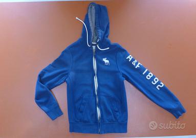 felpa vintage blu con cappuccio abercrombie