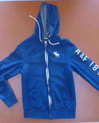 felpa vintage blu con cappuccio abercrombie