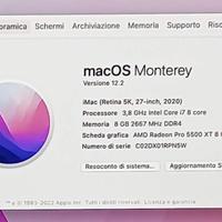 iMac 27" 5k i7  anno2020  8GB SSD 512GB