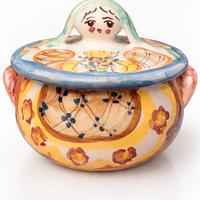 Piccolo contenitore in ceramica dipinta a mano Ita