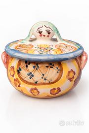 Piccolo contenitore in ceramica dipinta a mano Ita