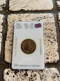 Moneta in oro sterlina regina elisabetta 1965